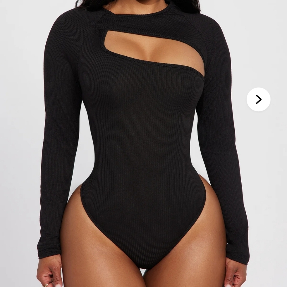 Fashion Nova Black Ribbed Bodysuit